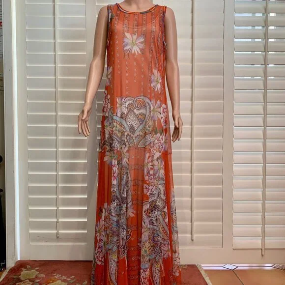 Johnny Was | Dresses | Johnny Was Biya Paisley Mesh Tank Maxi Dress With  Slipsize M | Poshmark